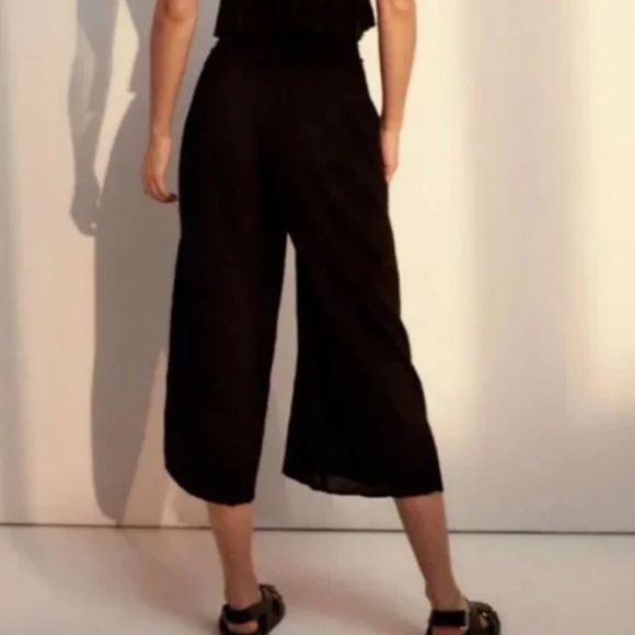 Aritzia Wilfred La Boheme Linen Wide Leg Pants Black Size Medium - Picture 3 of 13